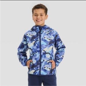 All In Motion Boy’s Abstract Windbreaker Blue Camouflage Kids Jacket Size M(8)